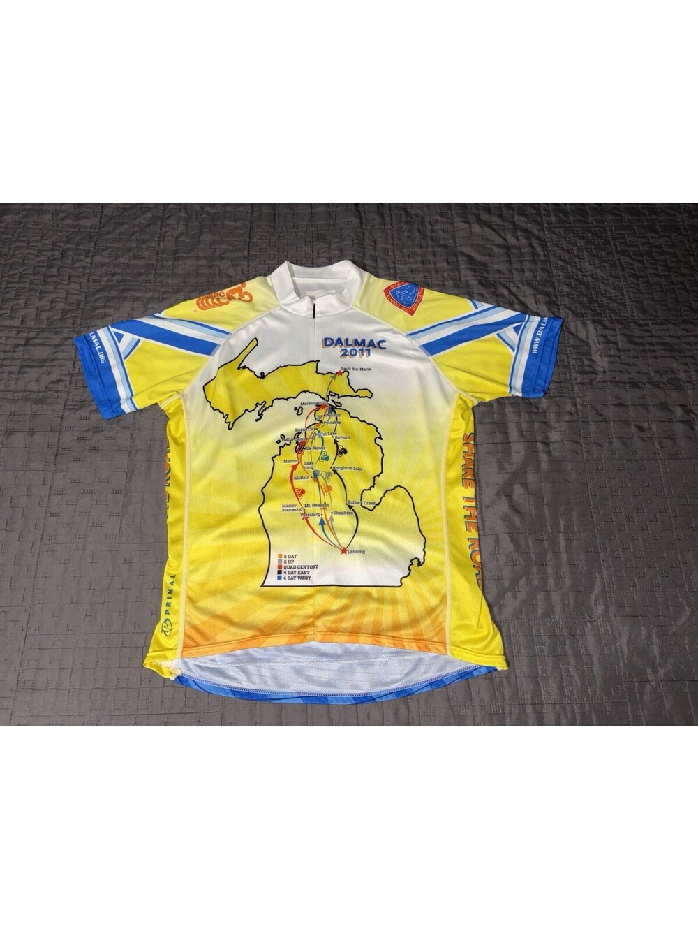 DALMAC 2011 Women’s Large Cycling Jersey Bicycle Tour Michigan Full Zip Yellow